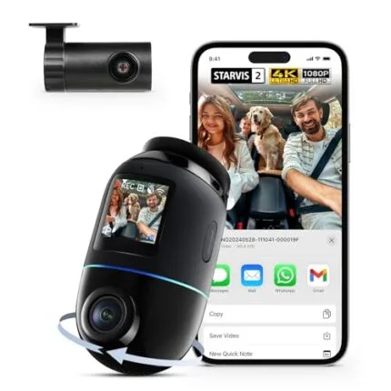 Dashcam voiture premium 4K Ultra HD avec capteur STARVIS 2 et connexion smartphone