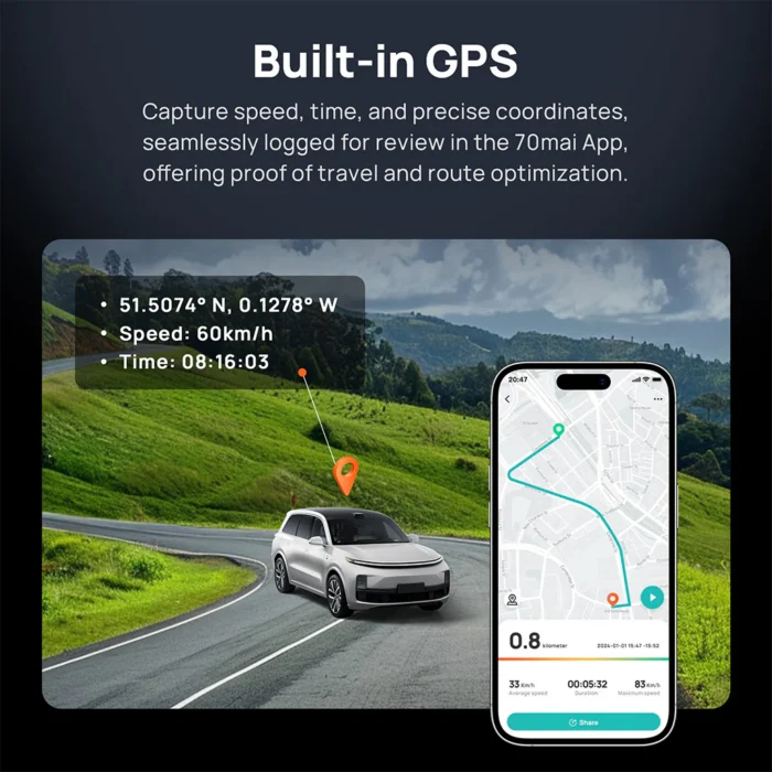 70mai Omni X800 4K 360° – Dashcam Rotative avec Caméra Arrière – Image 10