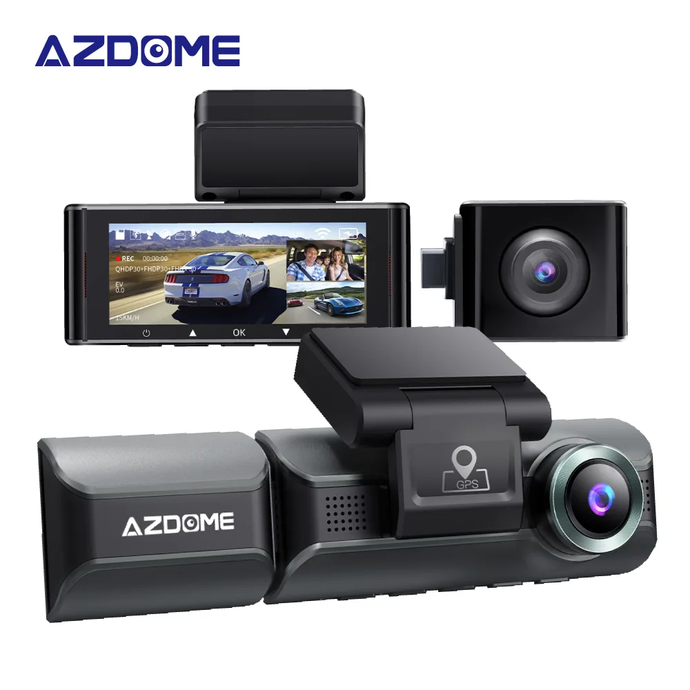 Kit caméra de bord AZDOME premium avec GPS et vue arrière pour voiture