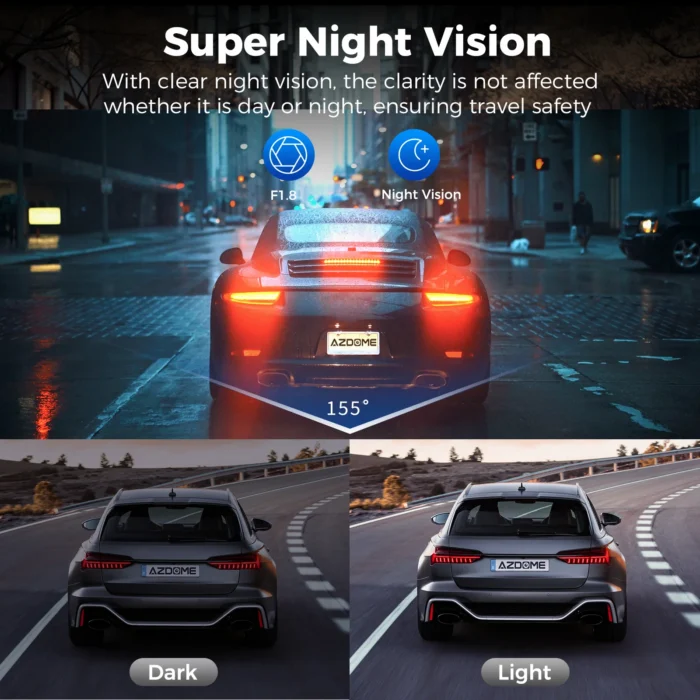 AZDOME Dashcam V600 3CH 1080P – Caméras Avant, Intérieure et Arrière pour Protection 360° – Image 3