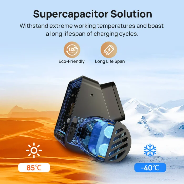 70mai Dashcam T800 Dashcam 4K HDR 3 Canaux – Triple Caméra Avant/Arrière/Intérieure, WiFi 6, GPS & ADAS – Image 7