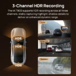 70mai Dashcam T800 Dashcam 4K HDR 3 Canaux – Triple Caméra Avant/Arrière/Intérieure, WiFi 6, GPS & ADAS – Image 3