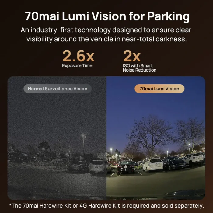 70mai Dashcam T800 Dashcam 4K HDR 3 Canaux – Triple Caméra Avant/Arrière/Intérieure, WiFi 6, GPS & ADAS – Image 9