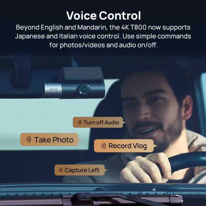 70mai Dashcam T800 Dashcam 4K HDR 3 Canaux – Triple Caméra Avant/Arrière/Intérieure, WiFi 6, GPS & ADAS – Image 11