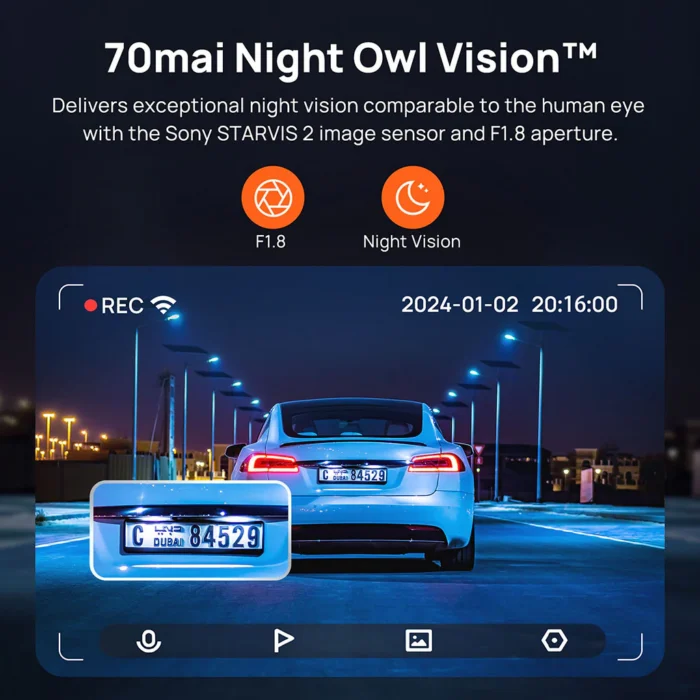 70mai Dash Cam A810 Avant & Arrière 4K HDR – Sécurité et Clarté Maximales – Image 12