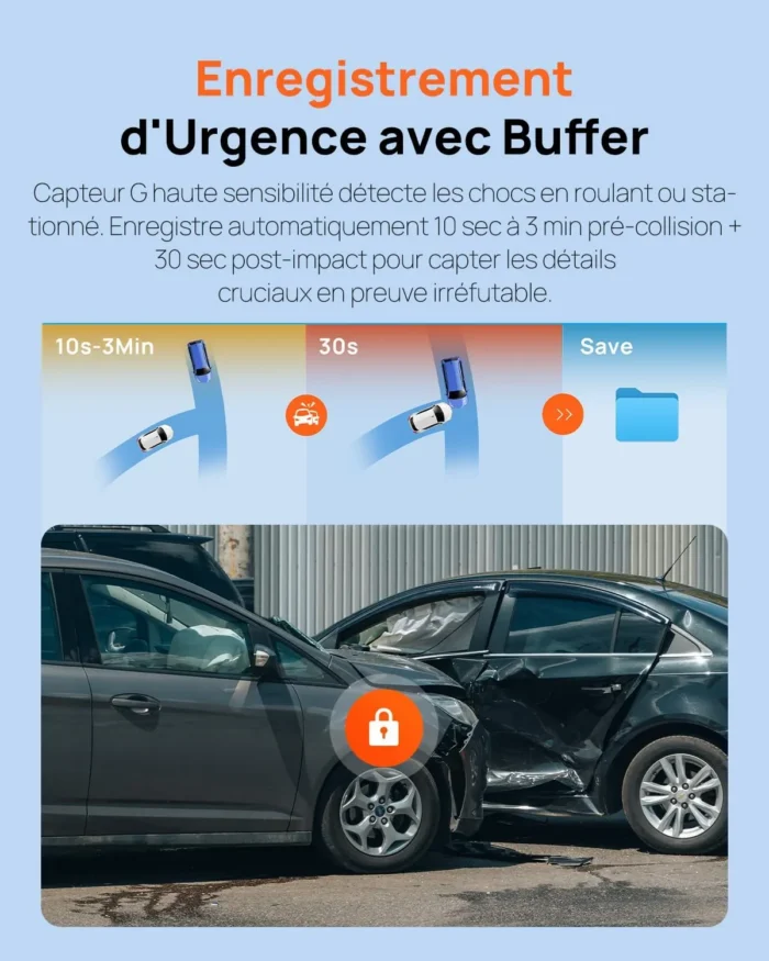 70mai A410 2CH 2.5K HDR avec GPS – Dashcam Avant & Arrière (Supercondensateur) – Image 7