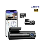 AZDOME M300S 4K – Dashcam 2 Canaux Avant & Arrière avec Wi-Fi 5.8G, GPS et Carte Mémoire 64 Go