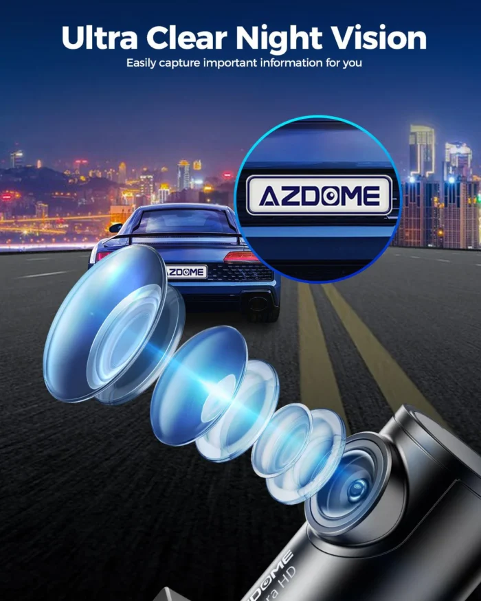 AZDOME M300S 4K – Dashcam 2 Canaux Avant & Arrière avec Wi-Fi 5.8G, GPS et Carte Mémoire 64 Go – Image 2