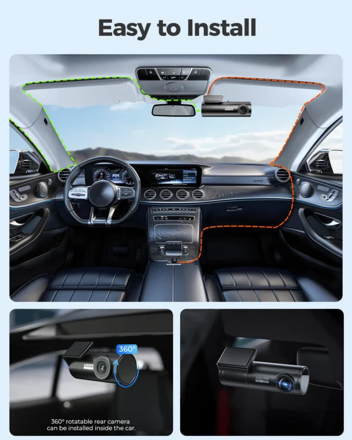 AZDOME M300S 4K – Dashcam 2 Canaux Avant & Arrière avec Wi-Fi 5.8G, GPS et Carte Mémoire 64 Go – Image 5