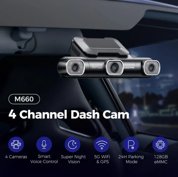AZDOME M660 4CH 360° – Dashcam 4 Caméras avec Stockage Interne eMMC 128 Go – Image 4