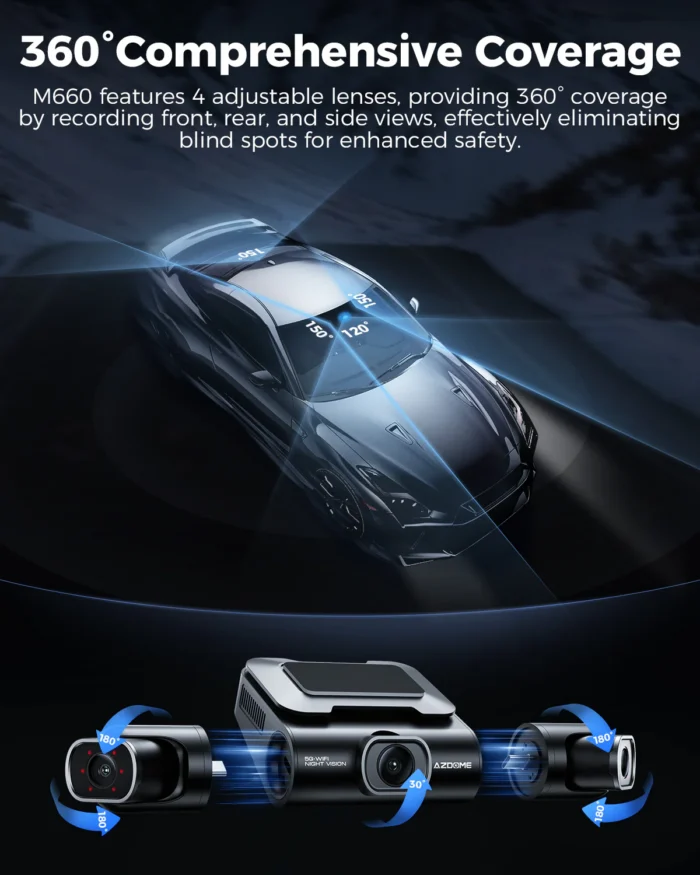 AZDOME M660 4CH 360° – Dashcam 4 Caméras avec Stockage Interne eMMC 128 Go – Image 6