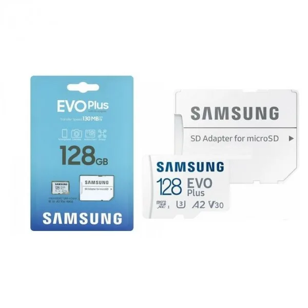 Carte mémoire Samsung 128Go EVO Plus, accessoire premium pour caméra et système auto voiture