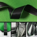 Ceinture de sécurité auto premium bicolore verte et noire pour customisation intérieure au Maroc chez Roh Accessoires