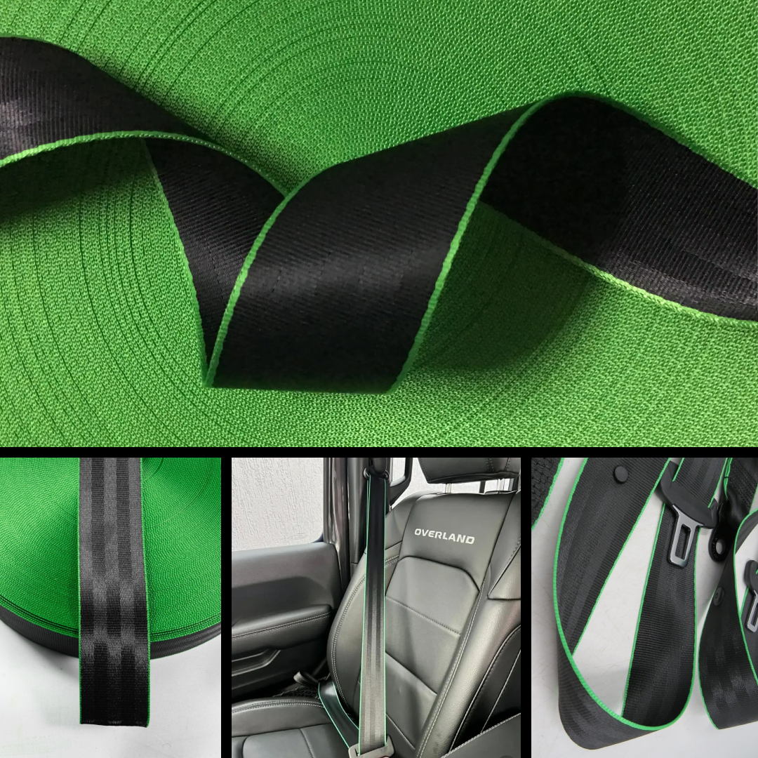 Ceinture de sécurité Premium Vert - Roh Accessoires Maroc Ceinture de sécurité auto premium bicolore verte et noire pour customisation intérieure au Maroc chez Roh Accessoires