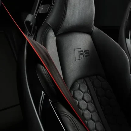 Premium red-trimmed seatbelt accessory for Audi RS sport seats, available at Roh Accessoires in Morocco.