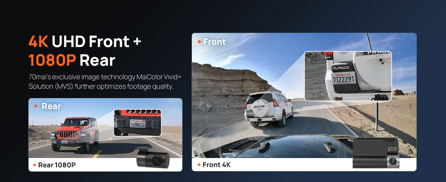 4K dash cam front and rear